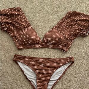 Brown Polka Dot Bikini Set